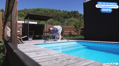 A neighbor spies on morning yoga by the pool and joins me
