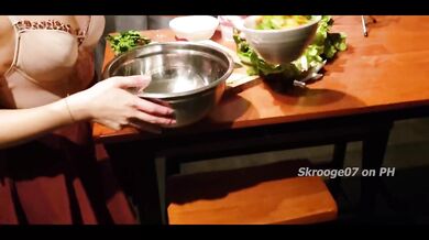Foodporn Ep.1 Noodles and Nudes- Chinese Girl cooks in Lingerie and sucks BBC for dessert 4K 烹饪表演