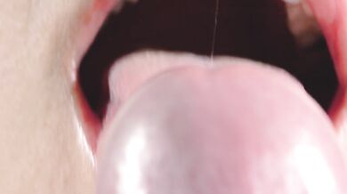 Close up blowjob, playing with my husbands hard cock head