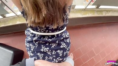 Huge Creampie in my stepsis tight pussy after fucking on the balcony! OMG Please don't get pregnant!
