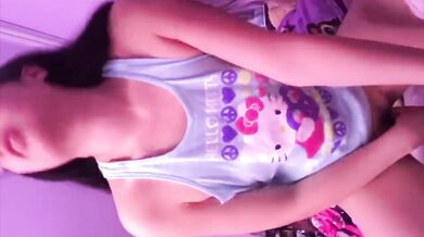 Asian cums hard on big cock