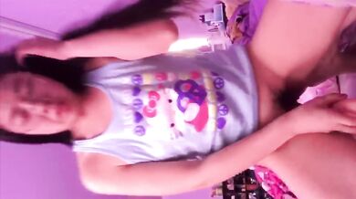 Asian cums hard on big cock