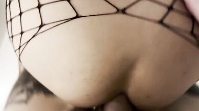 Deep anal and deep blowjob with an Asian girl in fishnet stockings