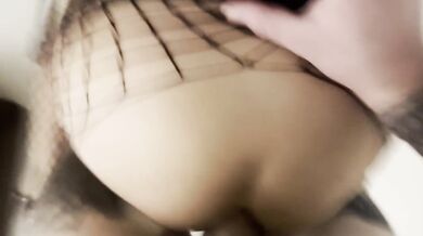 Deep anal and deep blowjob with an Asian girl in fishnet stockings