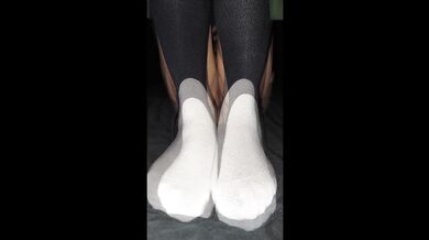 Small Petite Asian Cums On 10inch Dildo Wearing Slugger Socks