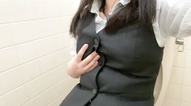 Japanese who masturbate in the bathroom and orgasm twice