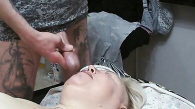 Girlfriend gets a mouthful of cum after I jerk off my dick
