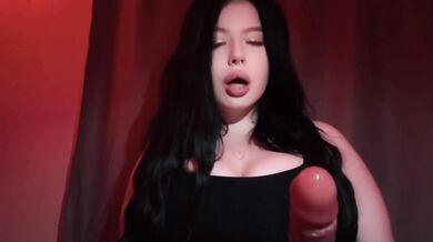 A young gothic girl with huge boobs does a sloppy slobbery blowjob to a big dick while no one’s home