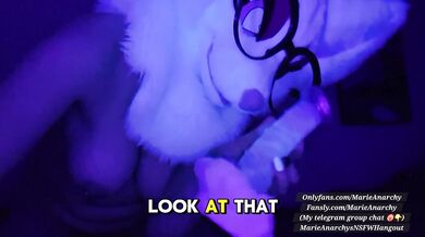 Soaking my UFO dildo in lube and fucking myself under blacklight