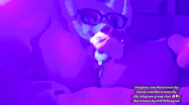 Soaking my UFO dildo in lube and fucking myself under blacklight