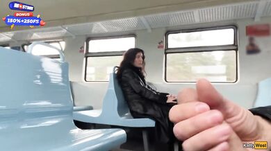 Stranger Helped Me Cum On Public Train And Walks Around Carriages With Cum On Face - CUMWALK