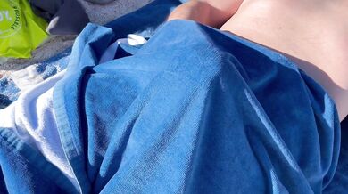 a stranger girl saw that a guy was jerking off in public and helped him cum with her hands and mouth