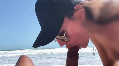 Super POV Blowjob From Beauty Girl in a Cap, Seashore, Naked Nude Beach, Blowjob Sex Toys