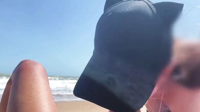 Super POV Blowjob From Beauty Girl in a Cap, Seashore, Naked Nude Beach, Blowjob Sex Toys