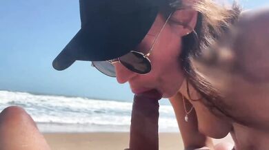 Super POV Blowjob From Beauty Girl in a Cap, Seashore, Naked Nude Beach, Blowjob Sex Toys