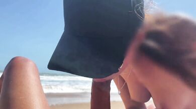 Super POV Blowjob From Beauty Girl in a Cap, Seashore, Naked Nude Beach, Blowjob Sex Toys