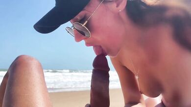 Super POV Blowjob From Beauty Girl in a Cap, Seashore, Naked Nude Beach, Blowjob Sex Toys