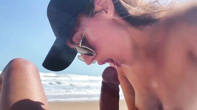 Super POV Blowjob From Beauty Girl in a Cap, Seashore, Naked Nude Beach, Blowjob Sex Toys