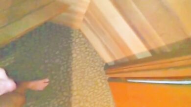 Naked date cheating Milf sneaks in public hotel sauna for bj and sex w guy from bar