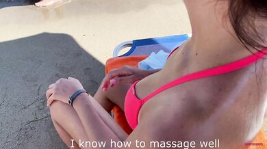 Stranger from a public beach finished a Massage with hot sex