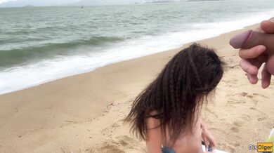 Babe Can I Cum On Your Tits? - Public Cock Flashing On The Beach