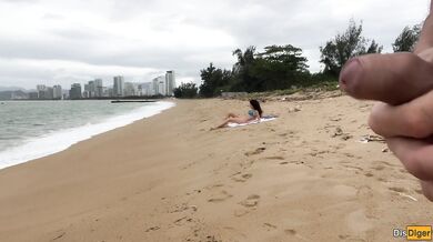 Babe Can I Cum On Your Tits? - Public Cock Flashing On The Beach