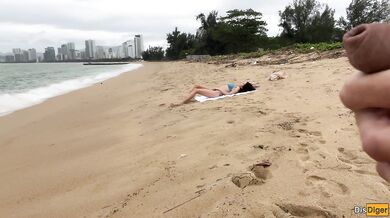 Babe Can I Cum On Your Tits? - Public Cock Flashing On The Beach