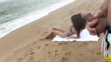 Babe Can I Cum On Your Tits? - Public Cock Flashing On The Beach