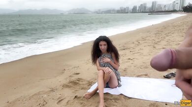 Babe Can I Cum On Your Tits? - Public Cock Flashing On The Beach