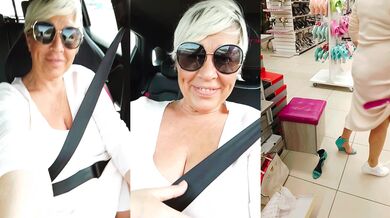 We went to the store with my stepmother, but she didn't put on her panties