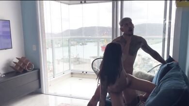 Naughty friend loves it when I let the milk drip in her ass