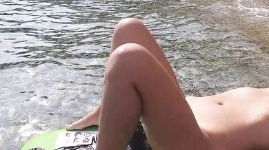 Natural HOT girl CREAM PIE FUCKED on Nudist Beach Rock
