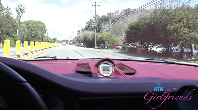 Aria Banks having fun on the beach and car play - pussy rubbed and road head