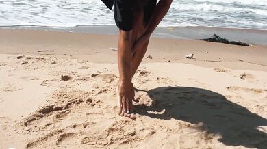 Teen Girl on a wild Nudist Beach jerks off, Sucks Dick, Shows Legs Public Outdoor, Blowjob