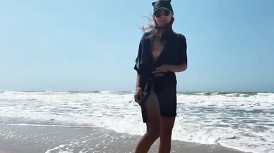 Teen Girl on a wild Nudist Beach jerks off, Sucks Dick, Shows Legs Public Outdoor, Blowjob