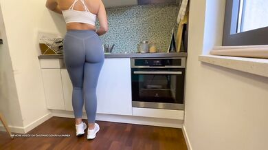 Gym Couple Dry Humping in Kitchen after Workout