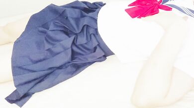 School girl in a sailor suit masturbates with finger masturbation Good My pussy is broken