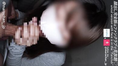 A beautiful Japanese woman gives a blowjob on the balcony and gets a huge cumshot in her mouth!