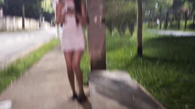 Risky masturbation at the bus stop next to the hot girl!