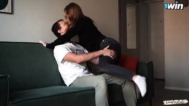 A pretty neighbor in skinny jeans seduced me for hot sex