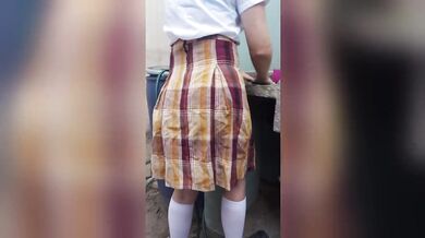 I find my schoolgirl stepdaughter alone at home washing her panties, perverted stepfather,