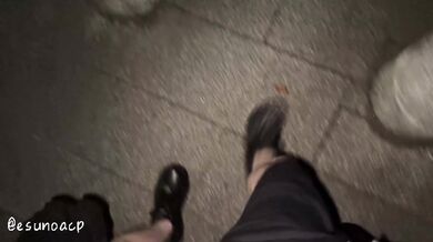 Japanese girl gives blowjob on public park bench at 3am