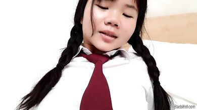 18yo schoolgirl Baebi Hel fucked in her school uniform (with POV)