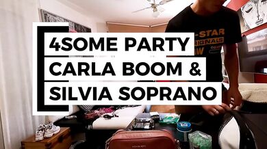 Photoshooting with Pornstars Carla Boom & Silvia Soprano ends up in a foursome private party