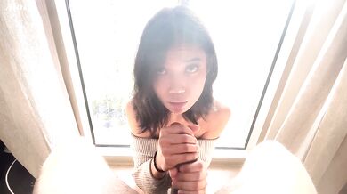 Petite Asian Mae SWALLOWS roommates BBC LOAD