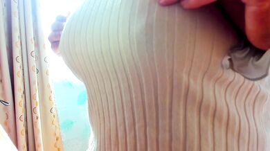 A busty Japanese woman who likes to masturbate her nipples through see-through tops.