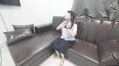 Naughty Thai school girl gets fucked on the sofa after school