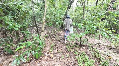 Amateur Thai villagers have sex in the forest public 4K 18+