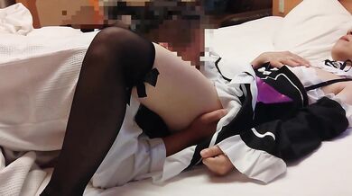 Doing pleasant things with the erotic maid (Rem) and ejaculating in the vagina Cosplay Amateur POV