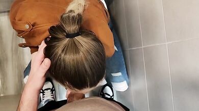 Pov: Wet Blowjob in a Public Bathroom!!